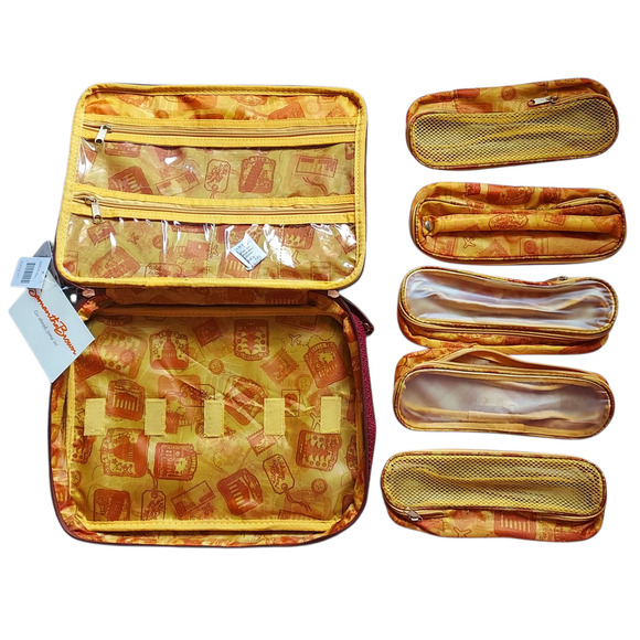 NEW Samantha Brown Croc Trim Burgundy Cosmetics Makeup Jewelry Travel System Bag - Picture 4 of 8